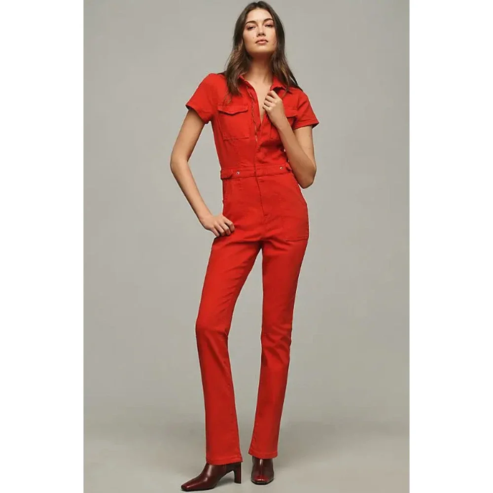 Quince Women Linen/Organic Cotton Utility Jumpsuit Overall Terracotta Sz S
